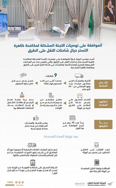 #السعودية | #هيئة_النقل توضح توصيات اللجنة المشَكَّلَة لمكافحة ظاهرة #التستر حيال شاحنات النقل على الطرق